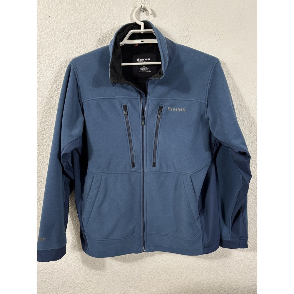 Simms Jacket Mens Large Blue WINDSTOPPER Softshell Fishing Full Zip Outdoor